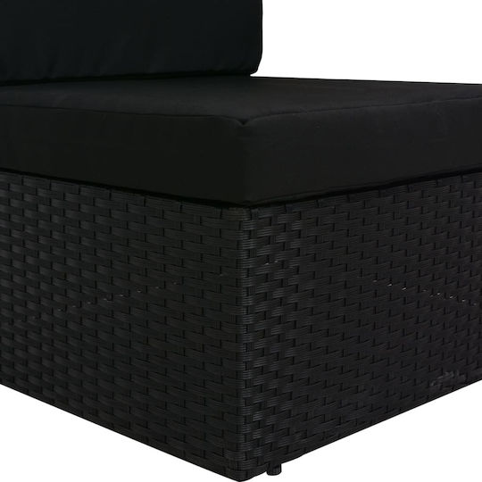 Set Cameră De Zi Pentru Exterior 3 Piese Negru Cu Perne