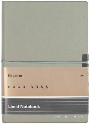 Hugo Boss Essential Storyline Caiet A6 Cu dungi cu Elastic Gri