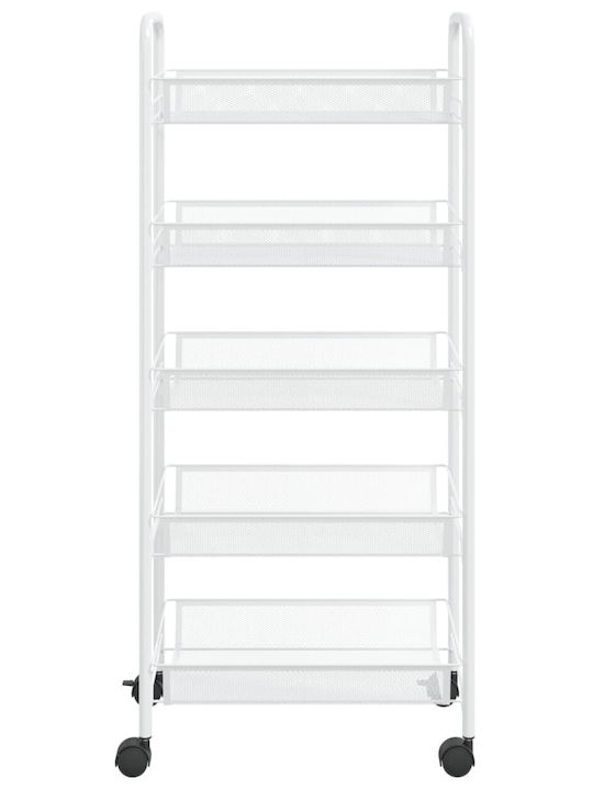 vidaXL Металик Кухненско Тролей 5 Позиции Бял 46x26x105см