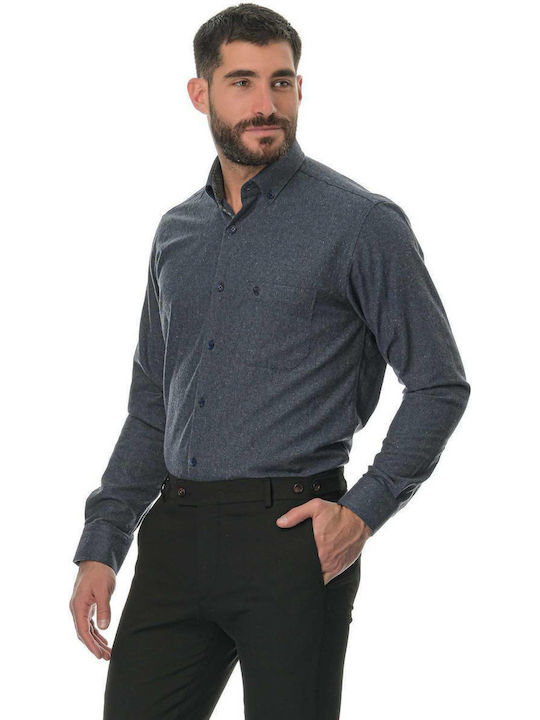 Poli Gianni 03 Men's Shirt Long Sleeve Flannel Gray