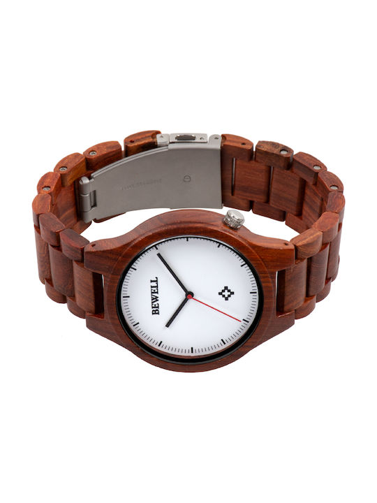 Bewell Erebus Watch Battery with Brown Wooden Bracelet
