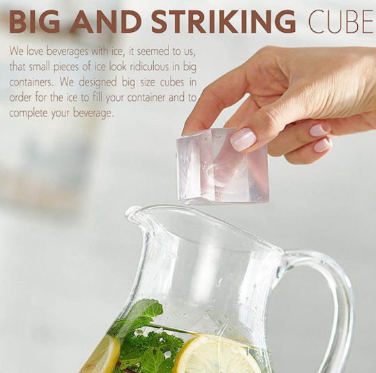 Ice Tray Cube Silicone 4 Slots with Lid Black
