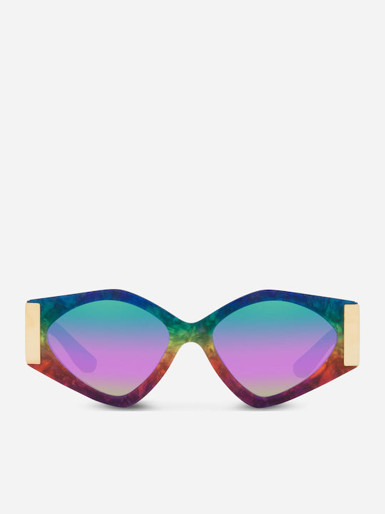 Dolce & Gabbana Women's Sunglasses with Multicolour Plastic Frame and Purple Mirror Lens DG4396 3327/P1