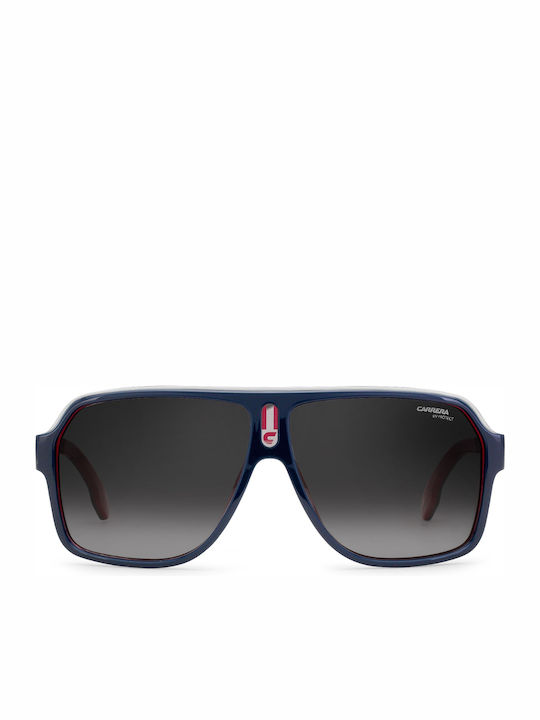 Carrera Men's Sunglasses with Blue Horn-Rimmed Frame and Grey Gradient Polarized Lens 1001/S 8RU/9O