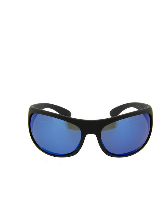 Polaroid Men's Sunglasses with Black Plastic Frame and Blue Polarized Mirror Lens 07886 003/5X