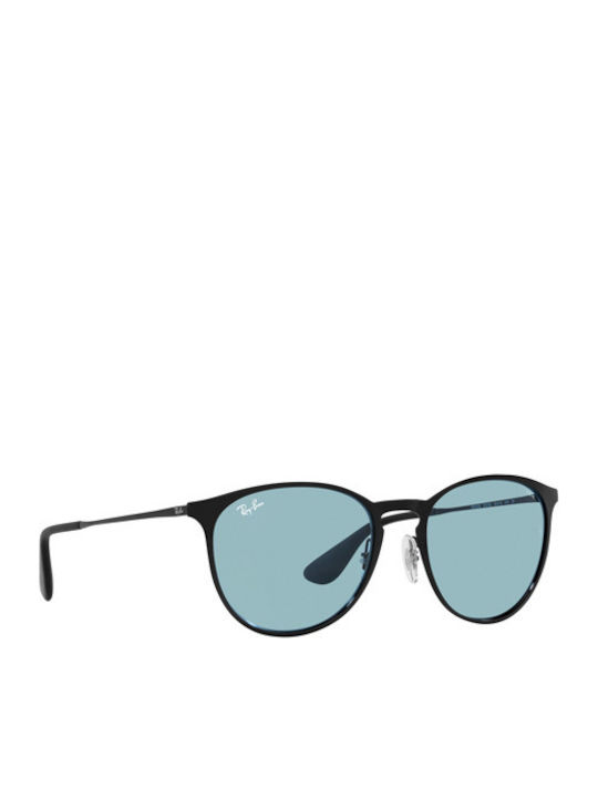 Ray Ban Erika Metal Sunglasses with Black Metal Frame and Light Blue Lenses RB3539 002/Q2