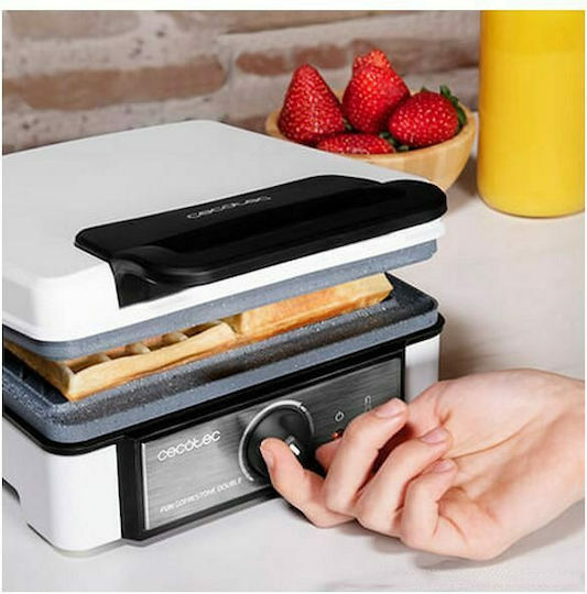 Cecotec Fun Gofrestone Double Aparat Vafe pentru Vafe Rectangulare cu 2 Compartimente 1200W