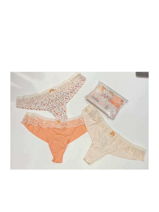 Promise Women's Brazil 3Pack with Lace Beige/Orange/Ecru