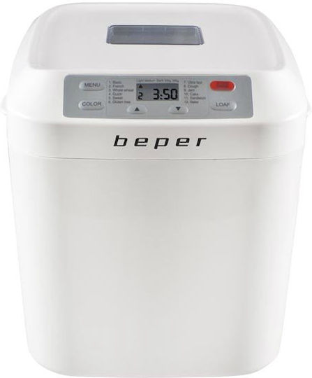 Beper Bread Maker 550W with Container Capacity 900gr and 12 Baking Programs