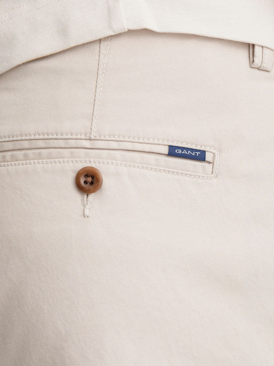 Hallden Trousers Chino Elastic in Slim Fit Beige