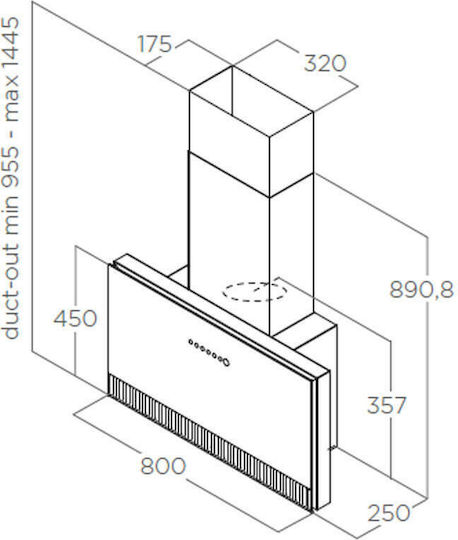 Elica Super Plat GR/F/80 Каминен аспиратор 80см Сив