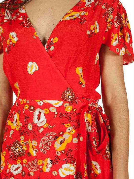 Sommer Maxi Kleid Wickel Rot