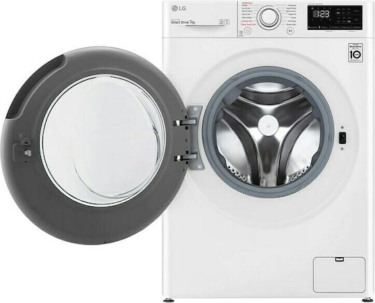 LG Πλυντήριο Ρούχων 7kg με Τεχνολογία Ατμού 1200 Στροφών Inverter Direct Drive F2WV3S7S3E
