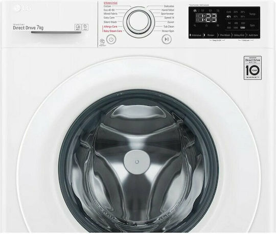 LG Πλυντήριο Ρούχων 7kg με Τεχνολογία Ατμού 1200 Στροφών Inverter Direct Drive F2WV3S7S3E