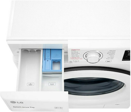 LG Πλυντήριο Ρούχων 7kg με Τεχνολογία Ατμού 1200 Στροφών Inverter Direct Drive F2WV3S7S3E