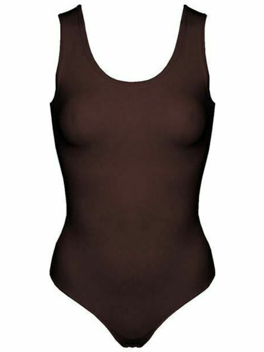 Lingerie Sleeveless Bodysuit Slim Fit Brown