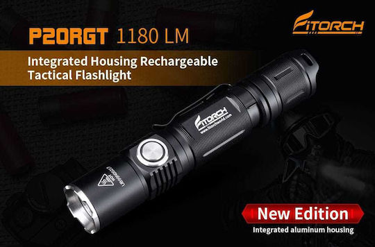 Fitorch Rechargeable Flashlight LED IPX8 with Maximum Brightness 1180lm P20RGT Black