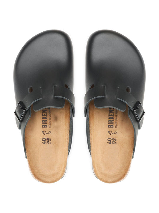 Birkenstock Boston Black Leather Anatomic Clogs Black