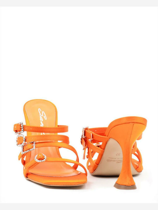 Stoff Sandalen mit Strass Orange