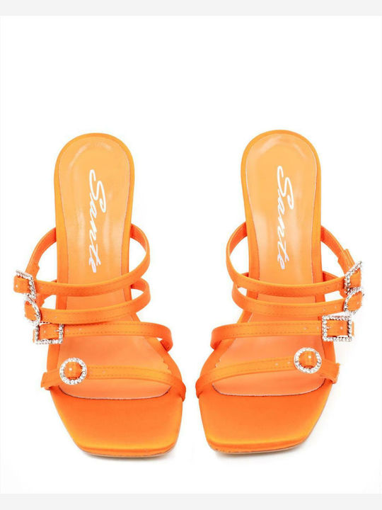 Stoff Sandalen mit Strass Orange