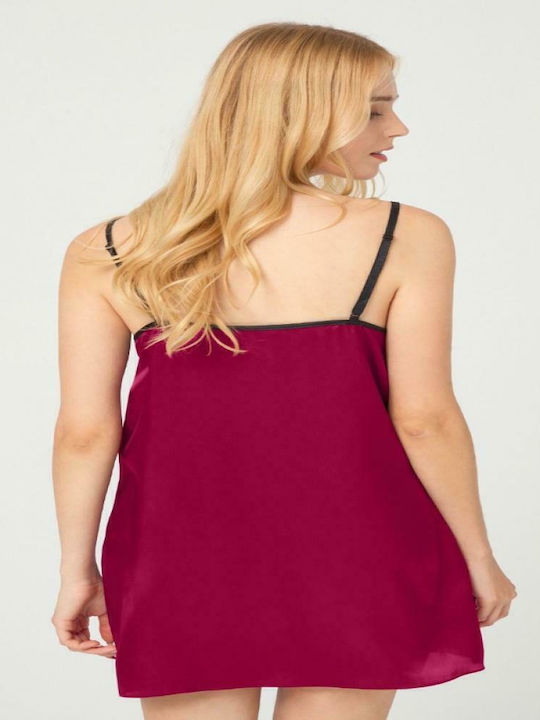 CottonHill Winter Satin Women's Nightdress Burgundy