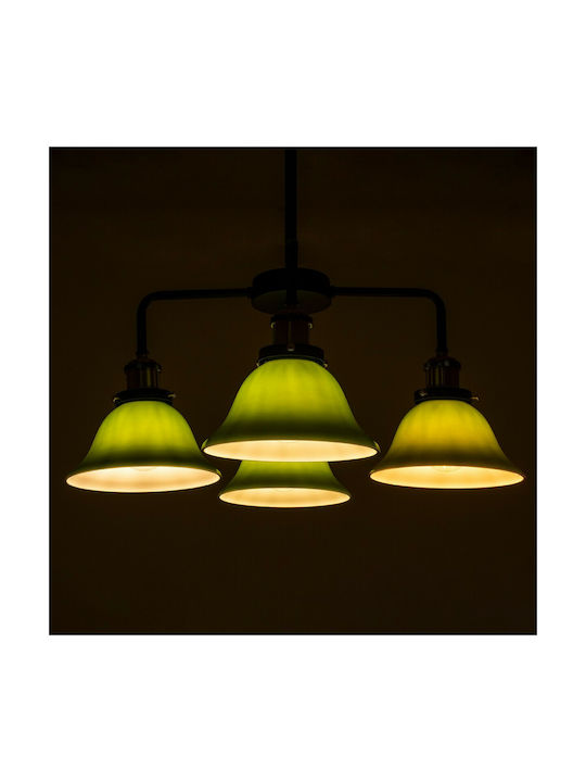 GloboStar Nostalgia Pendant Light Green Bell for 4 Bulbs E27 56x43x90cm