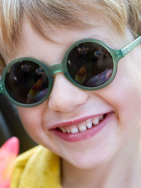 KiETLA Woam Round Kids Sunglasses Bottle Green For 4-6 Years