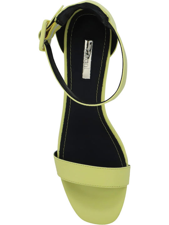Leather Women's Sandals Lalla with Ankle Strap Yellow