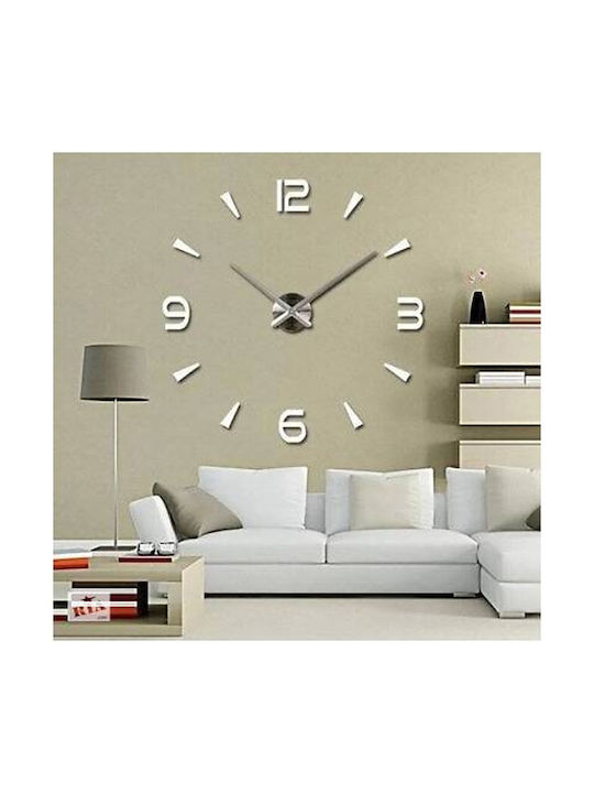 ZH034 3D Wall Clock Sticker Plastic Silver