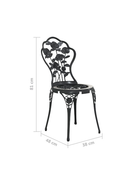 Dining Set for Small Outdoor Spaces 3 Pieces Black