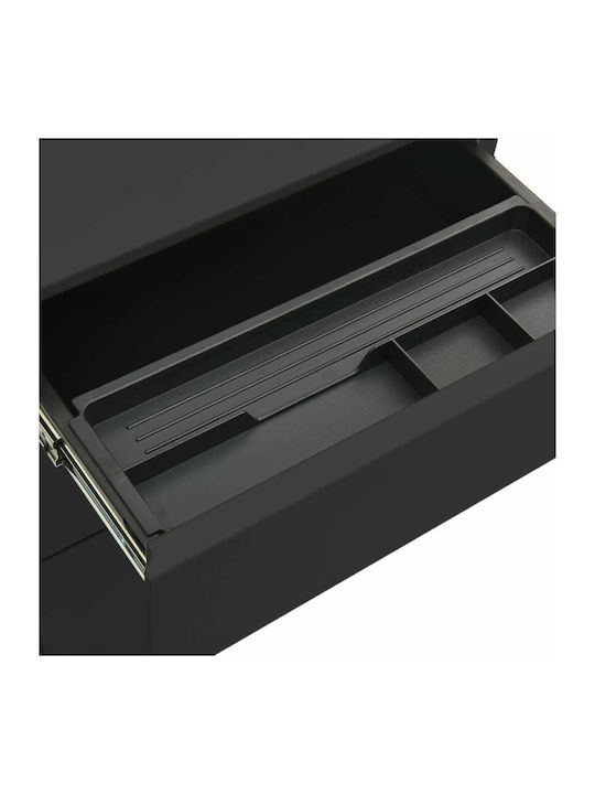 Office Storage Metal Drawer with Wheels, Lock & 3 Drawers Charcoal L39xW45xH60cm