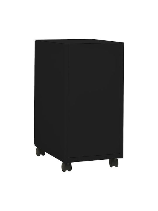 Office Storage Metal Drawer with Wheels, Lock & 3 Drawers Black Velvet-Black Metal L30xW45xH59cm