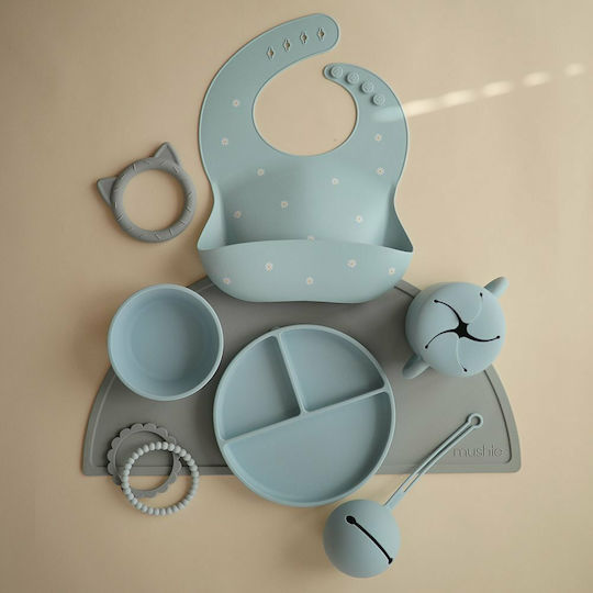 Mushie Baby Food Bowl Dinner made of Plastic Blue 2pcs