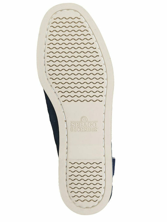 Leather Women's Boat Shoes in Navy Blue Color