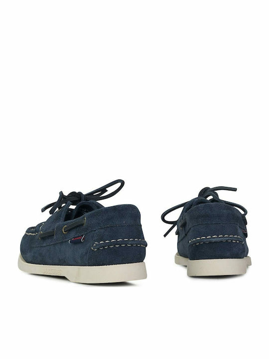 Leather Women's Boat Shoes in Navy Blue Color