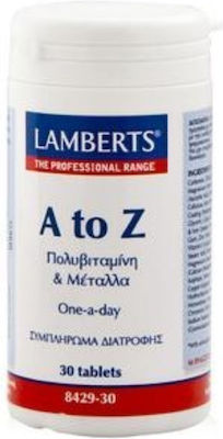 Lamberts A to Z Multivitamin & Minerals Vitamina pentru Energie & Întărirea Sistemului Imunitar 30 file