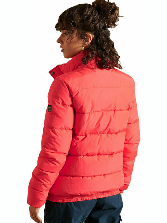 Superdry Source Retro Kurz Damen Puffer Jacke für Winter Rot