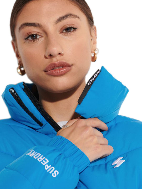 Women's Short Puffer Jacket for Winter Turquoise