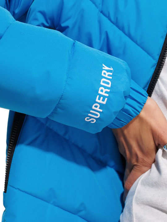 Women's Short Puffer Jacket for Winter Turquoise