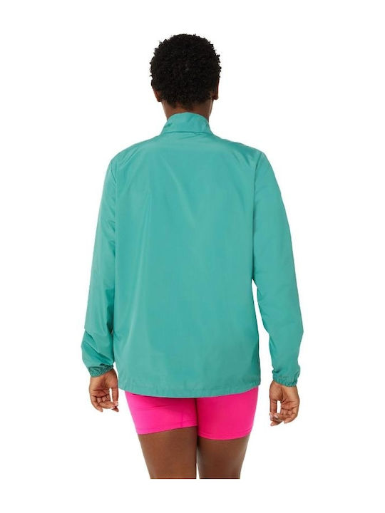 ASICS Women's Running Short Sports Jacket Waterproof and Windproof for Spring or Autumn Green