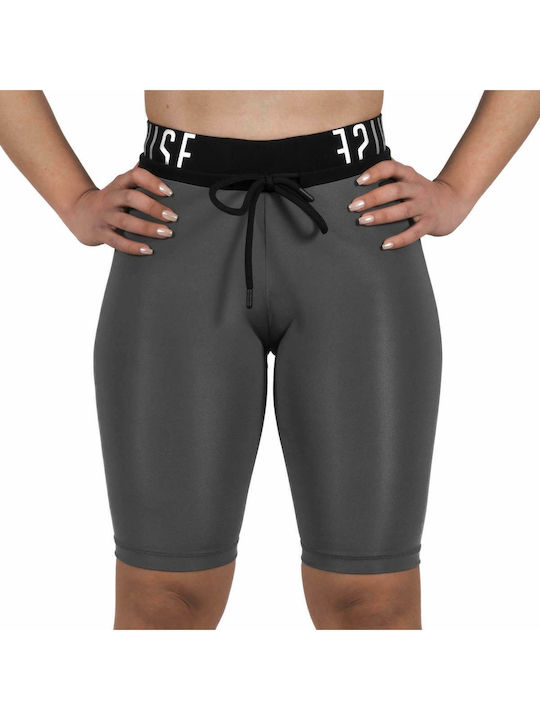Women's Bike Training Legging Shiny & High Waisted Silver