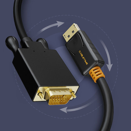 Cabletime Cable DisplayPort male - VGA male 1080p 3m Μαύρο