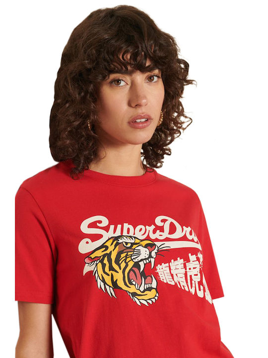 Superdry Γυναικείο T-shirt Lucky Red