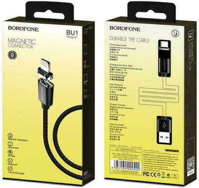 Borofone BU1 Magnetic Detachable USB-A to Lightning Cable Black 1.2m