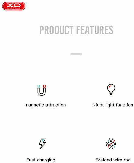 XO Braided / Magnetic USB to Lightning Cable Μαύρο 1m (NB125)