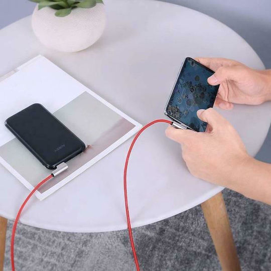 Aukey CB-AL01 Unghi (90°) / Braided USB-A la Cablu Lightning Roșu 2m