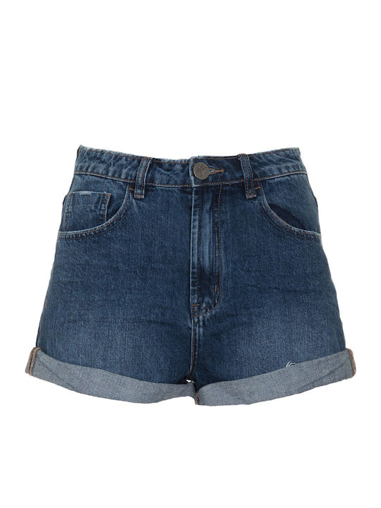 46I Γυναικείο Τζιν Ψηλόμεσο Σορτς Μπλε