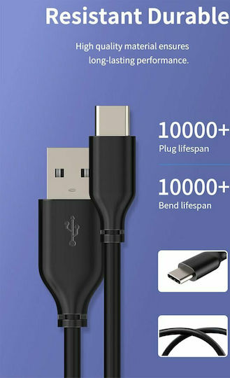 Cabletime C160 USB 2.0 Kabel USB-C männlich - USB-A 15W Schwarz 1m