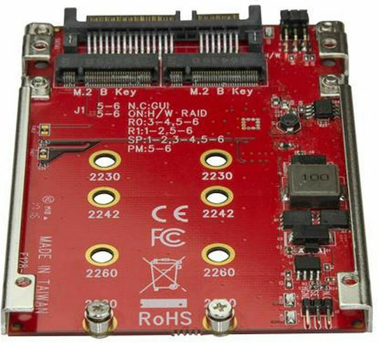 StarTech Adapter M.2 to SATA Dual-Slot M.2 Drive to SATA Adapter for 2.5" Drive Bay Red (S55058280)