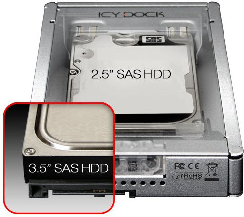Icy Dock EZConvert PRO Enterprise Full Metal 2.5 to 3.5Inch SAS HDD/SSD Converter/Mounting kit for Internal 3.5Inch Drive Bay Silver (MB982IP-1S-1)